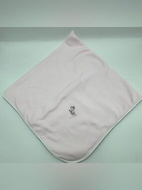 Magnolia Baby Pink Swaddle Blanket with Embroidered Gray and White Kitten